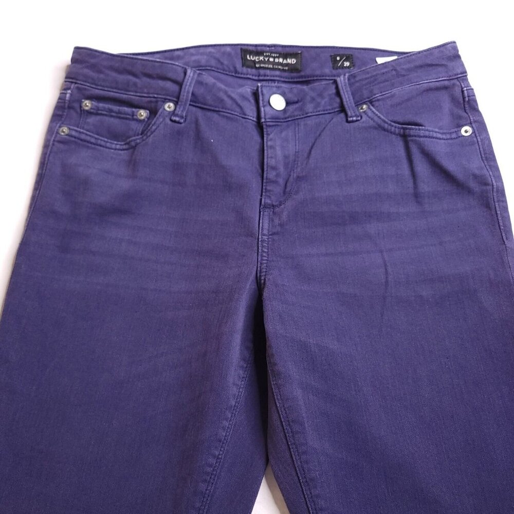 Lucky Brand Womens Lolita Skinny Jeans 8 Raw Hem Low Rise Purple Stretch - Picture 5 of 9